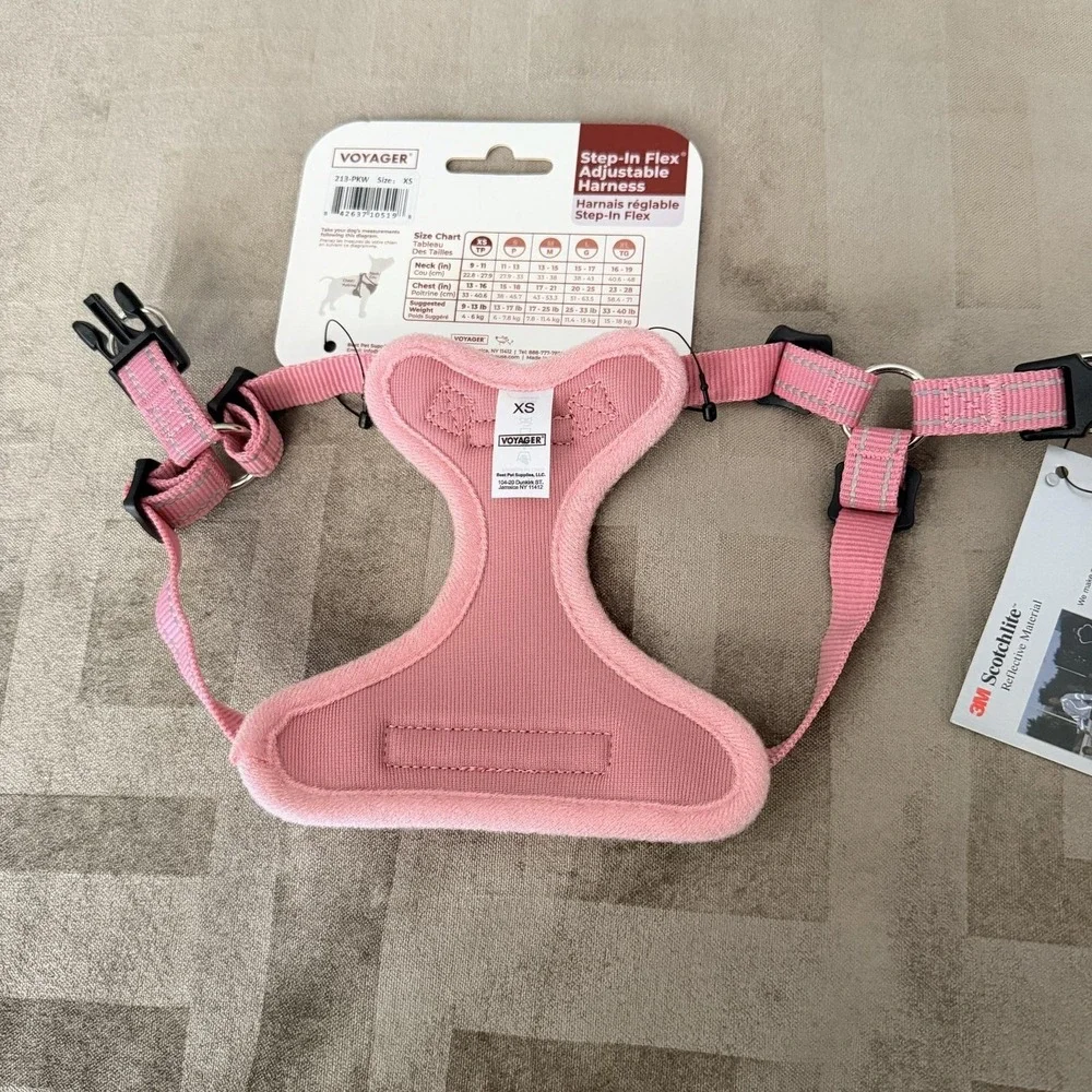 Voyager Dog Harness XS Step-In Adjustable Pink Mesh 3M Scotchlite Reflective